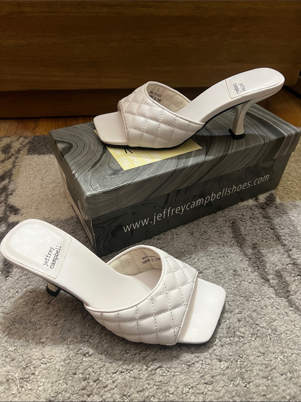 Jeffrey Campbell White Quilted Mule Heels